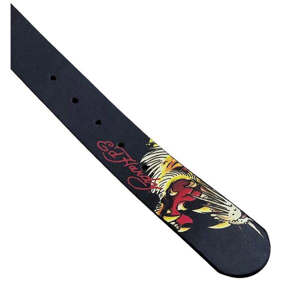 Ed Hardy Men's Dragon and Tiger Print Reversible Black Belt - Picture 7 of 7